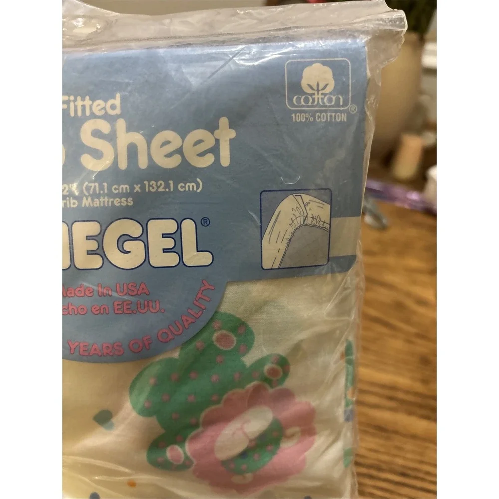 NEW VINTAGE RIEGEL STRETCH END CRIB‎ SHEET TODDLER BED COLORFUL ZOO ANIMALS USA